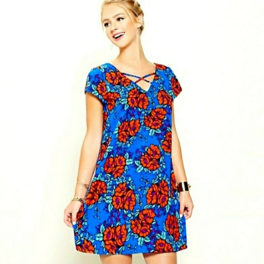 Gianni Bini Floral Print Trapeze Dress - Picture 1 of 9